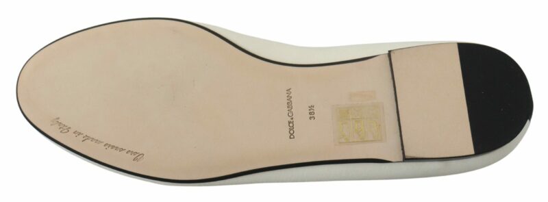 Dolce & Gabbana Elegant White Velvet Loafers with Gold Heart Detail - Image 7