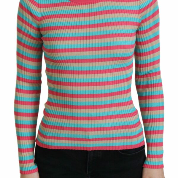 Dolce & Gabbana Elegant Striped Silk Crewneck Pullover