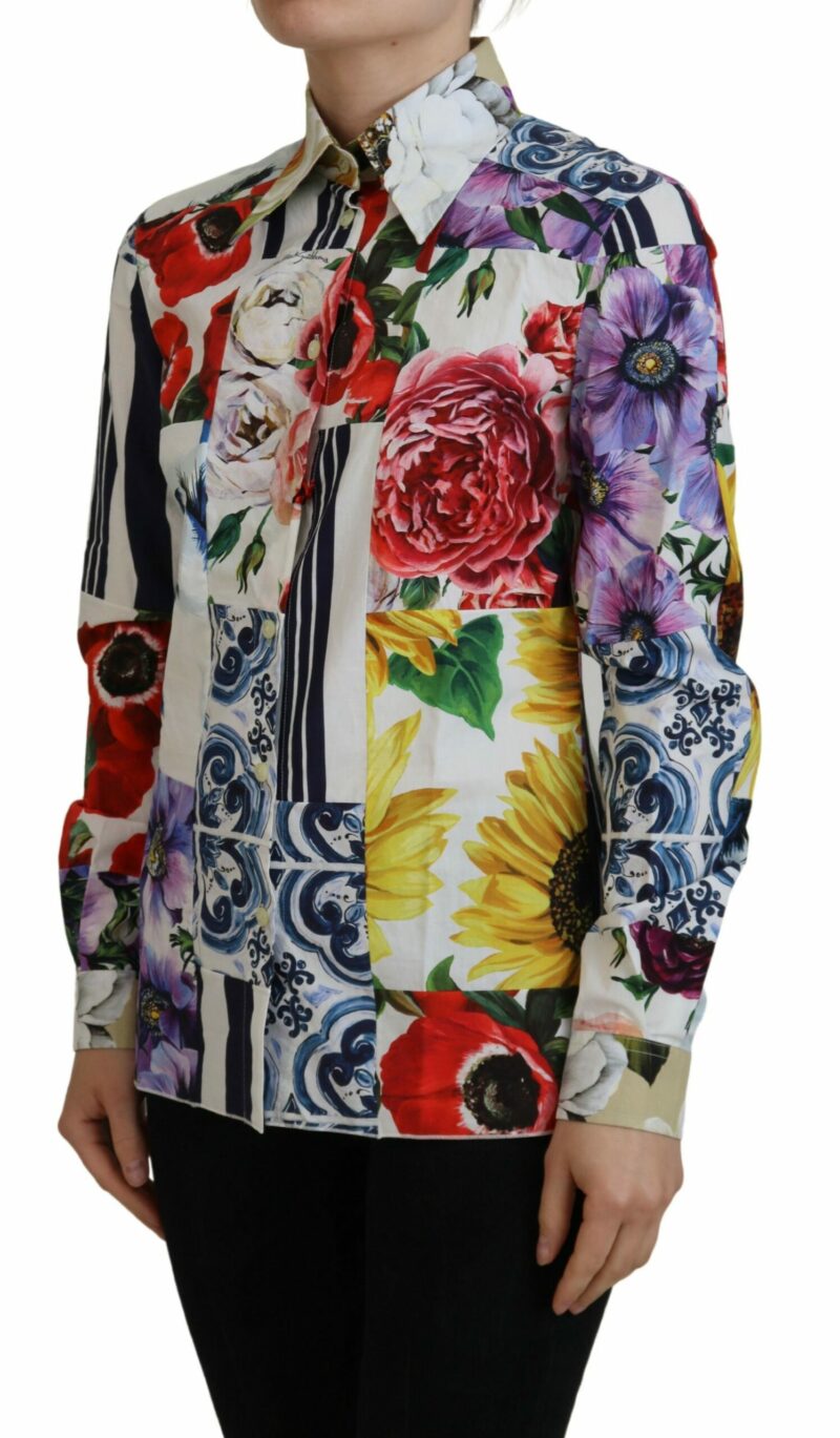 Dolce & Gabbana Elegant Floral Cotton Long Sleeve Top - Image 2