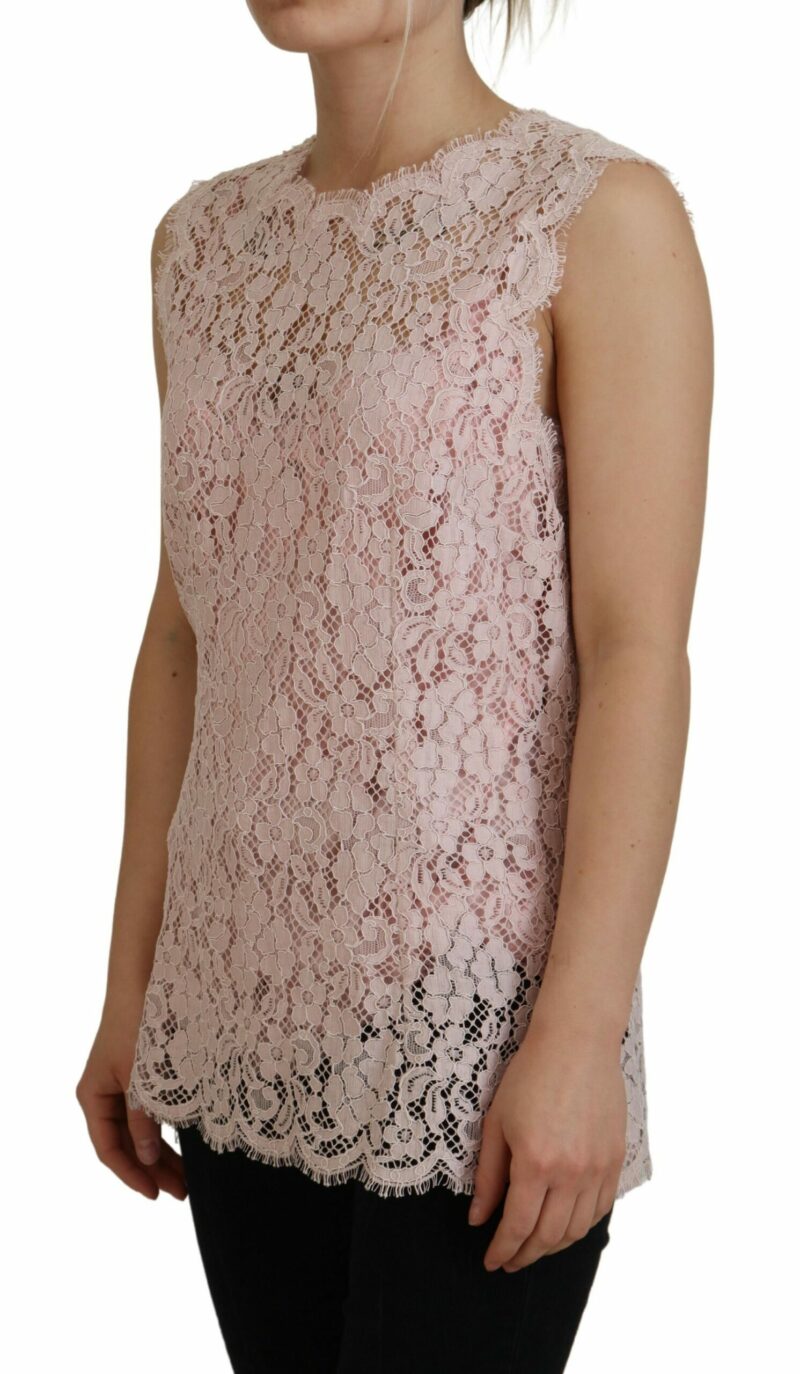 Dolce & Gabbana Elegant Sheer Lace Sleeveless Blouse in Pink - Image 2