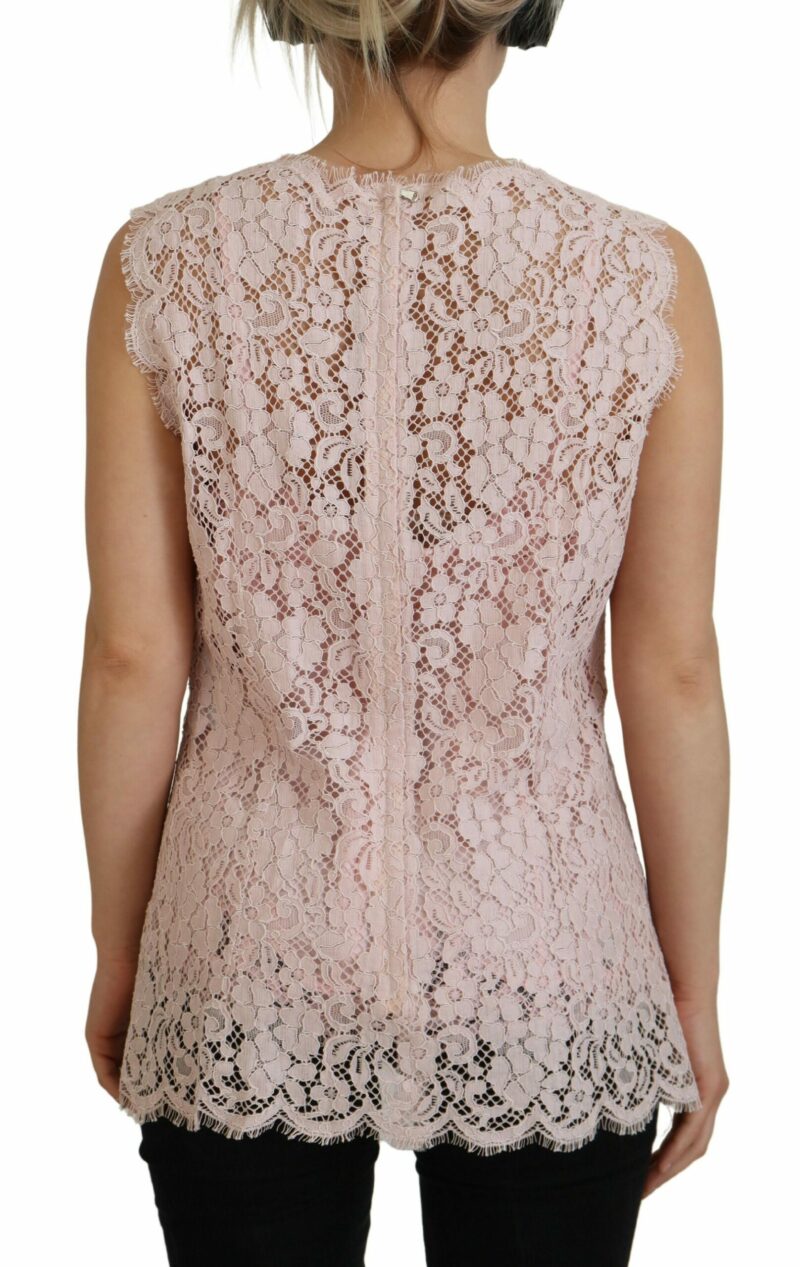Dolce & Gabbana Elegant Sheer Lace Sleeveless Blouse in Pink - Image 3