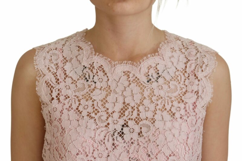 Dolce & Gabbana Elegant Sheer Lace Sleeveless Blouse in Pink - Image 4