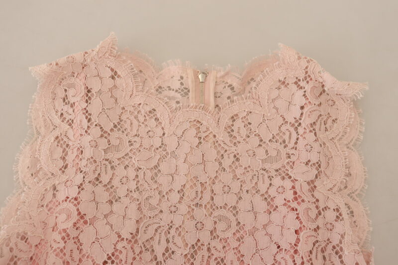 Dolce & Gabbana Elegant Sheer Lace Sleeveless Blouse in Pink - Image 5