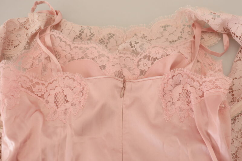 Dolce & Gabbana Elegant Sheer Lace Sleeveless Blouse in Pink - Image 6