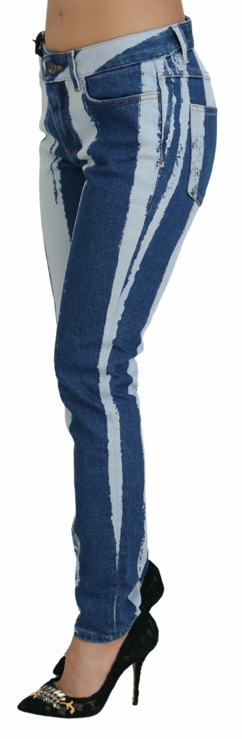 Dolce & Gabbana Sleek Striped Slim Fit Italian Jeans - Image 2