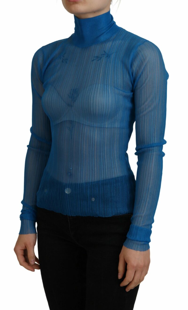 Dolce & Gabbana Elegant Blue Mesh Blouse Top - Image 2