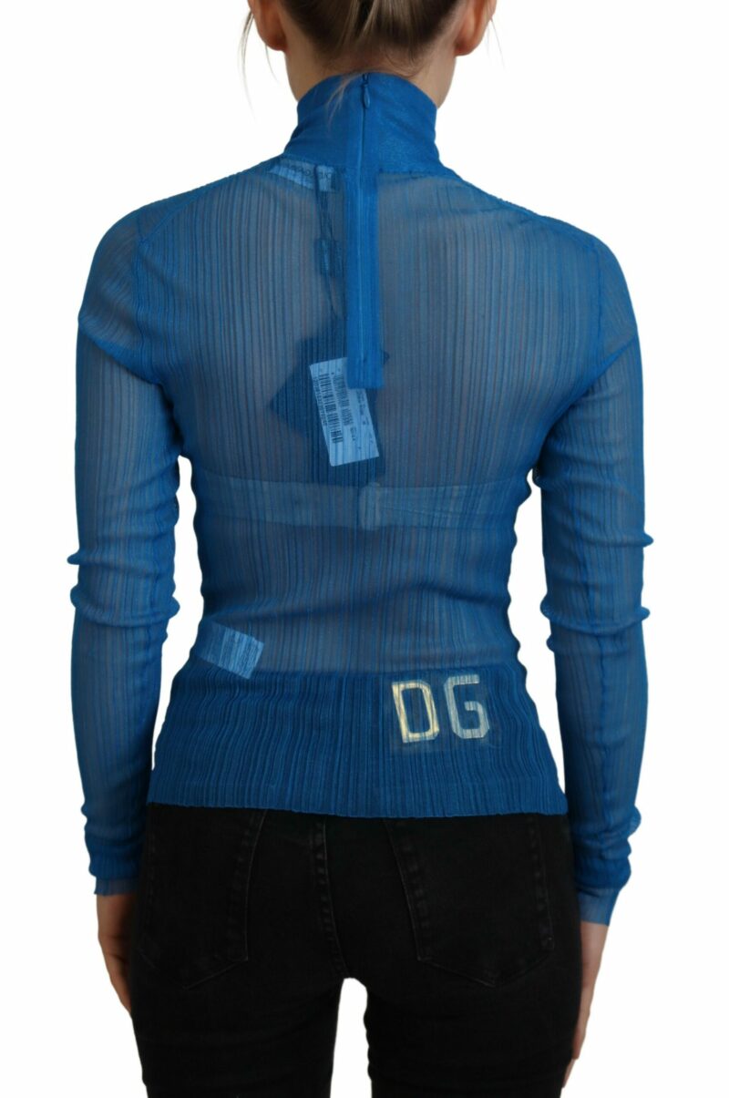 Dolce & Gabbana Elegant Blue Mesh Blouse Top - Image 3