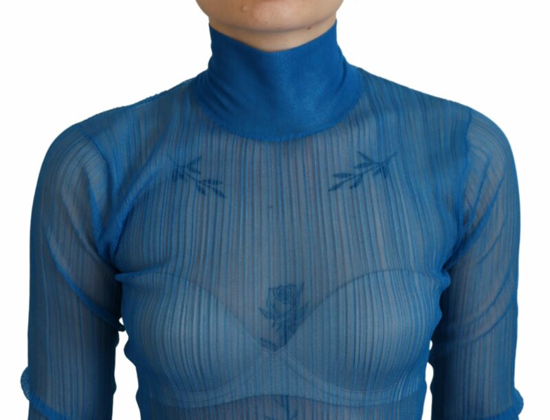 Dolce & Gabbana Elegant Blue Mesh Blouse Top - Image 4