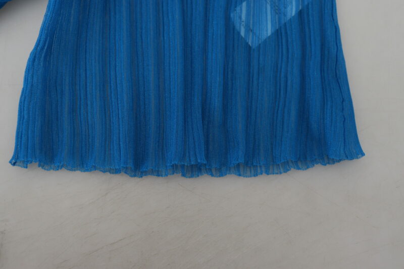 Dolce & Gabbana Elegant Blue Mesh Blouse Top - Image 7