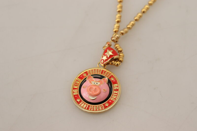 Dolce & Gabbana Elegant Gold Charm Chain Necklace - Image 5