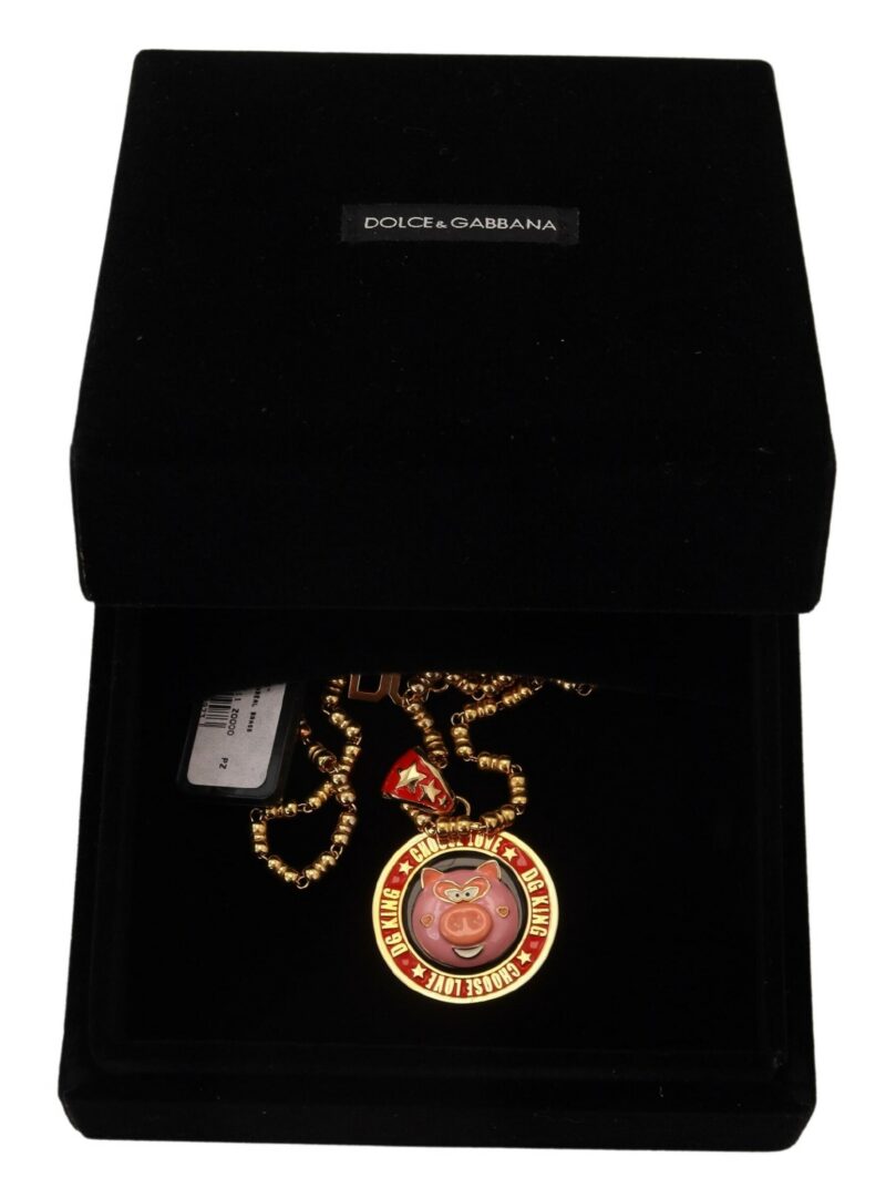 Dolce & Gabbana Elegant Gold Charm Chain Necklace - Image 8