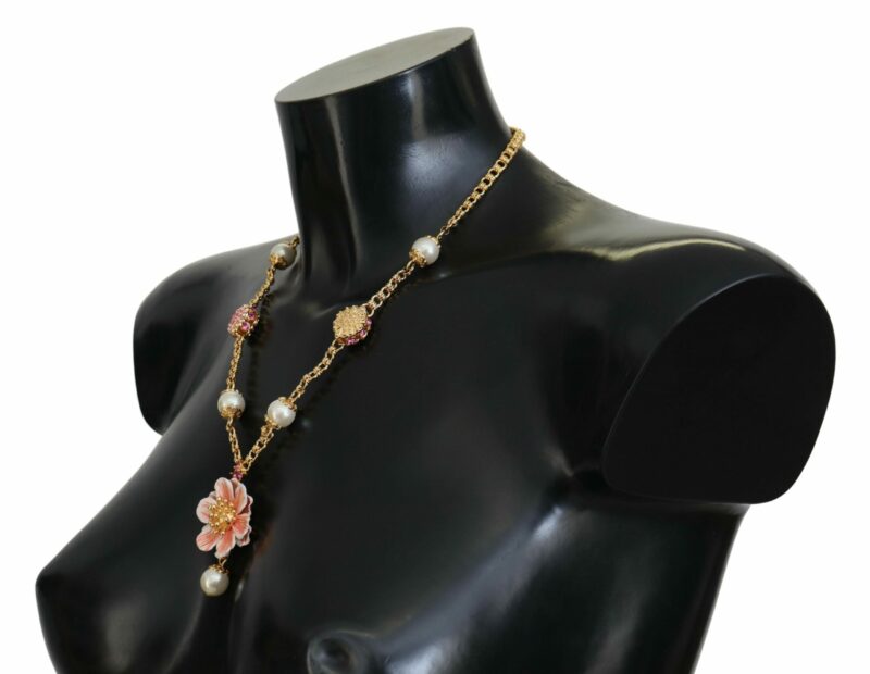 Dolce & Gabbana Elegant Floral Statement Charm Necklace - Image 2