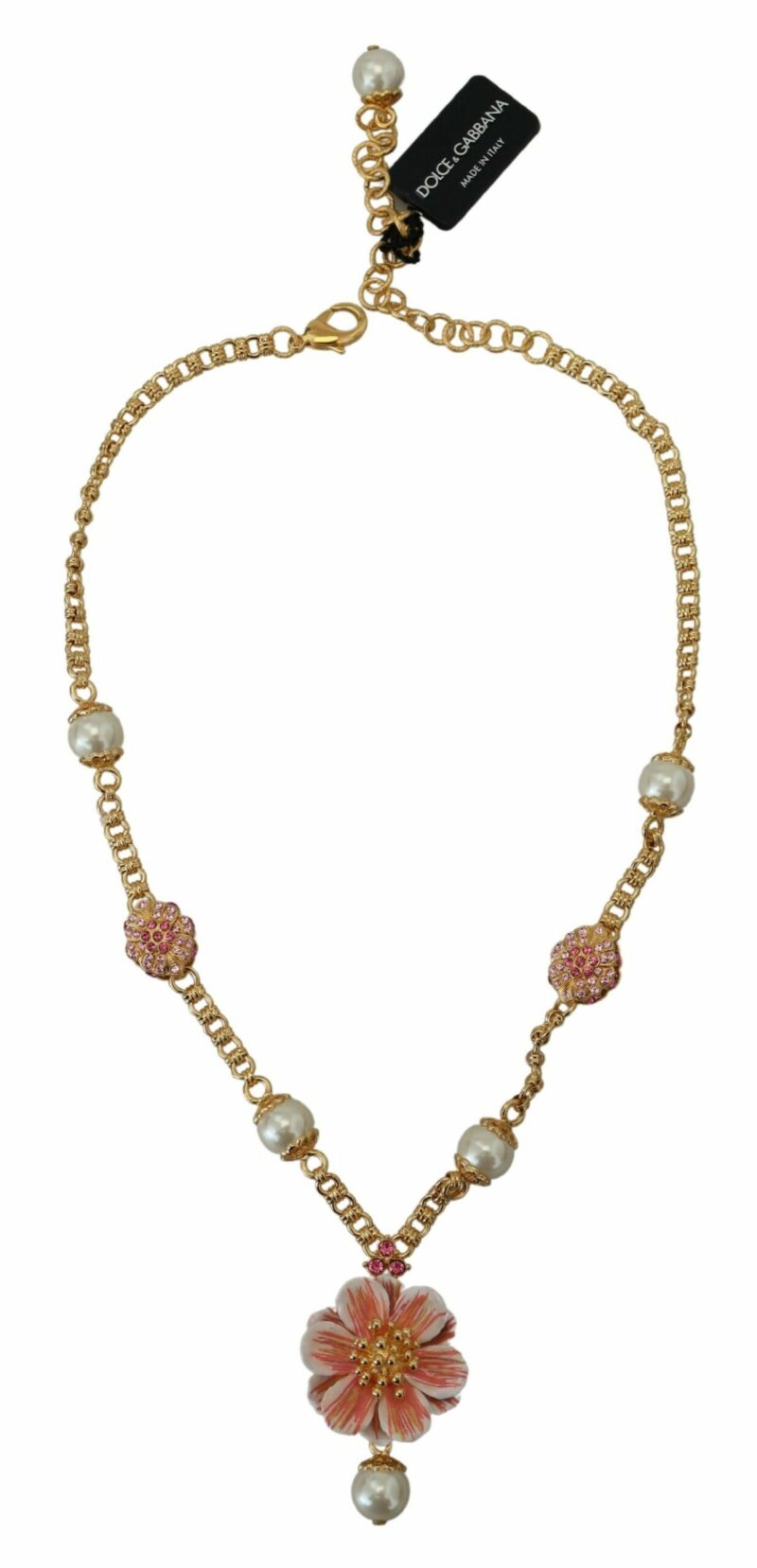Dolce & Gabbana Elegant Floral Statement Charm Necklace - Image 3