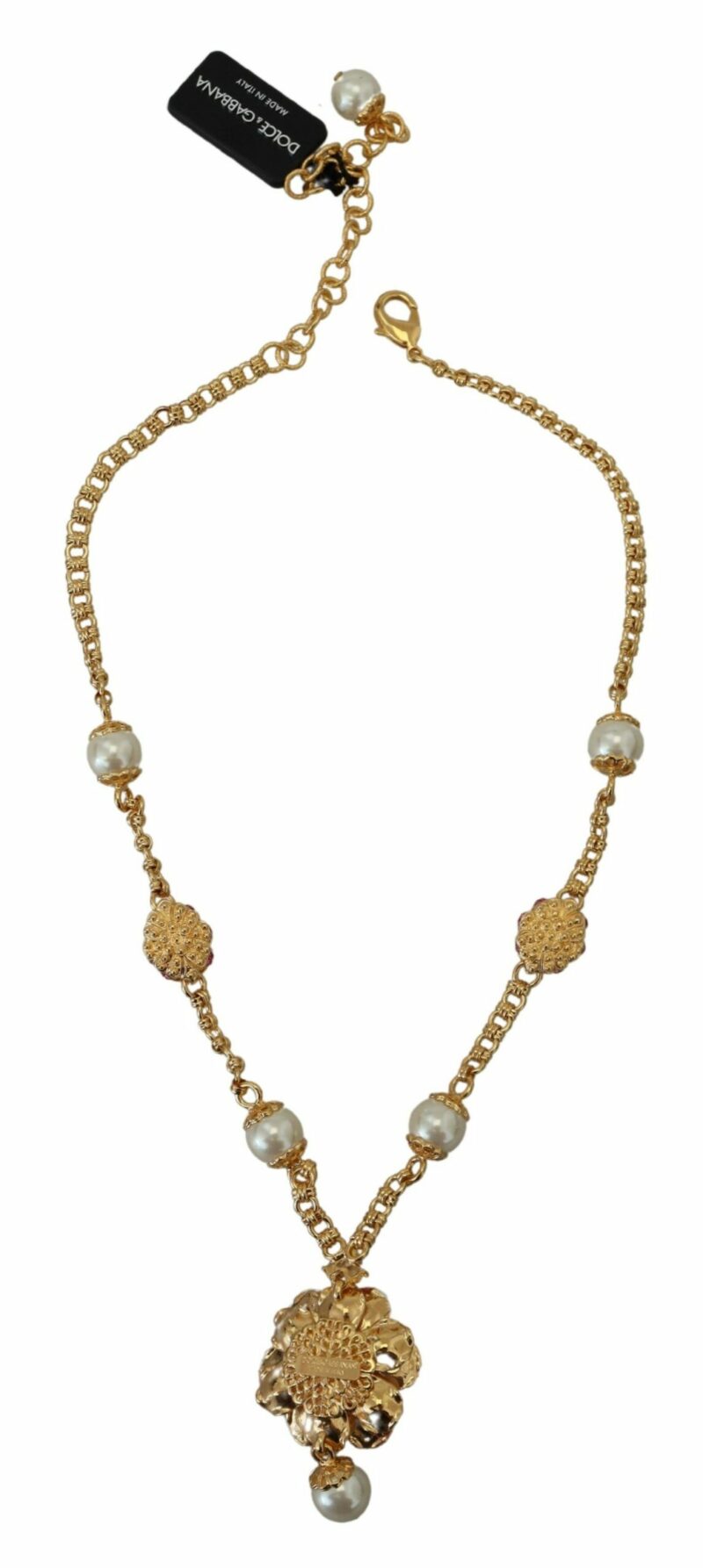 Dolce & Gabbana Elegant Floral Statement Charm Necklace - Image 4