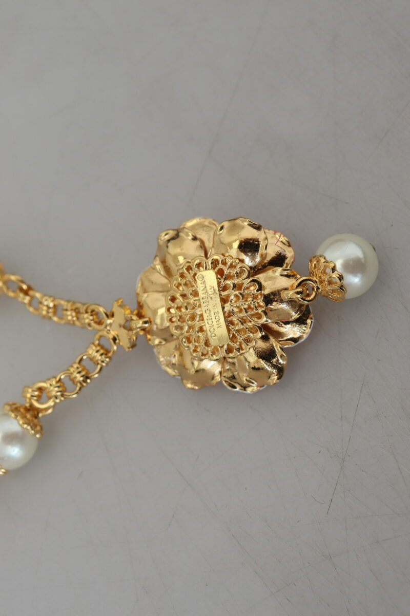 Dolce & Gabbana Elegant Floral Statement Charm Necklace - Image 5