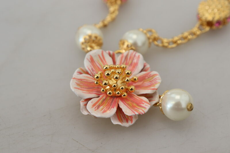 Dolce & Gabbana Elegant Floral Statement Charm Necklace - Image 6