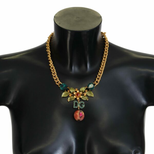 Dolce & Gabbana Elegant Gold-Tone Floral Fruit Necklace