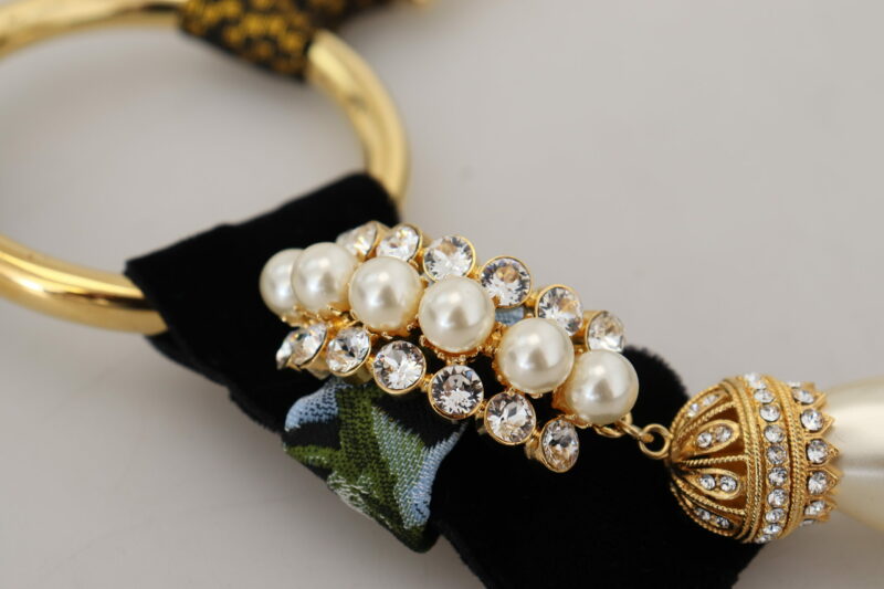 Dolce & Gabbana Elegant Gold Brass Pearl Statement Necklace - Image 6