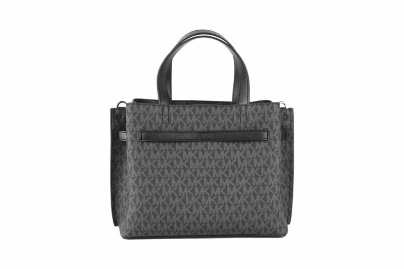 Michael Kors Emilia Small Black Signature PVC Satchel Crossbody Handbag Purse - Image 2