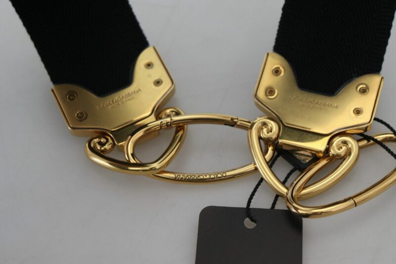 Dolce & Gabbana Elegant Gold Black Shoulder Bag Strap - Image 3