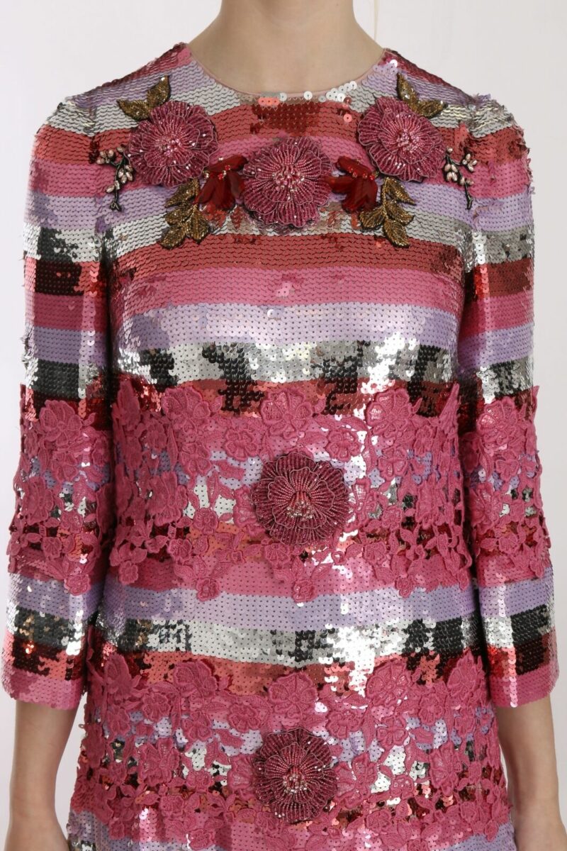 Dolce & Gabbana Opulent Pink Sequined Floor-Length Dress - Image 5