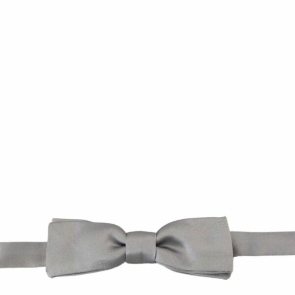 Dolce & Gabbana Elegant Gray Silk Bow Tie