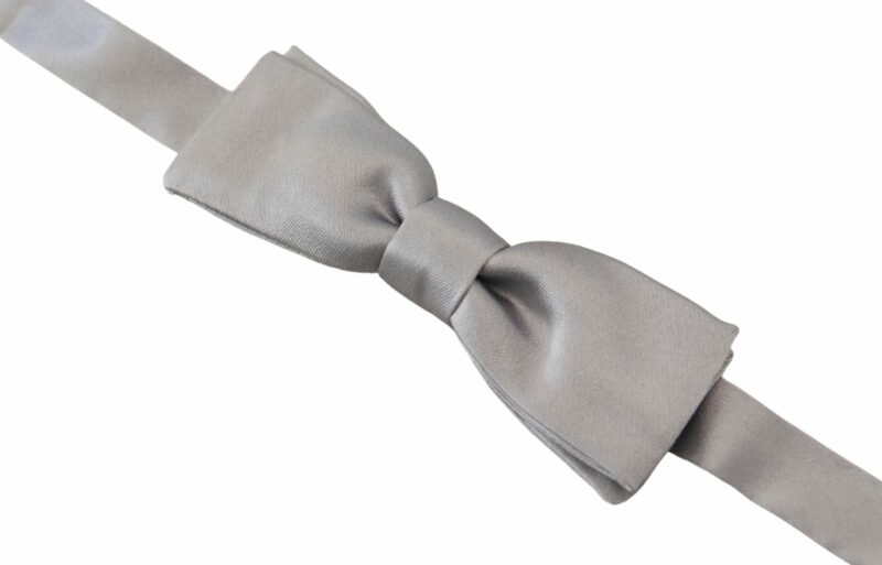 Dolce & Gabbana Elegant Gray Silk Bow Tie - Image 2