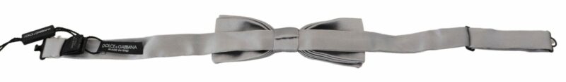 Dolce & Gabbana Elegant Gray Silk Bow Tie - Image 3
