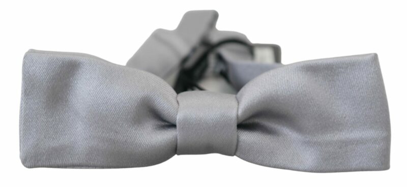 Dolce & Gabbana Elegant Gray Silk Bow Tie - Image 4