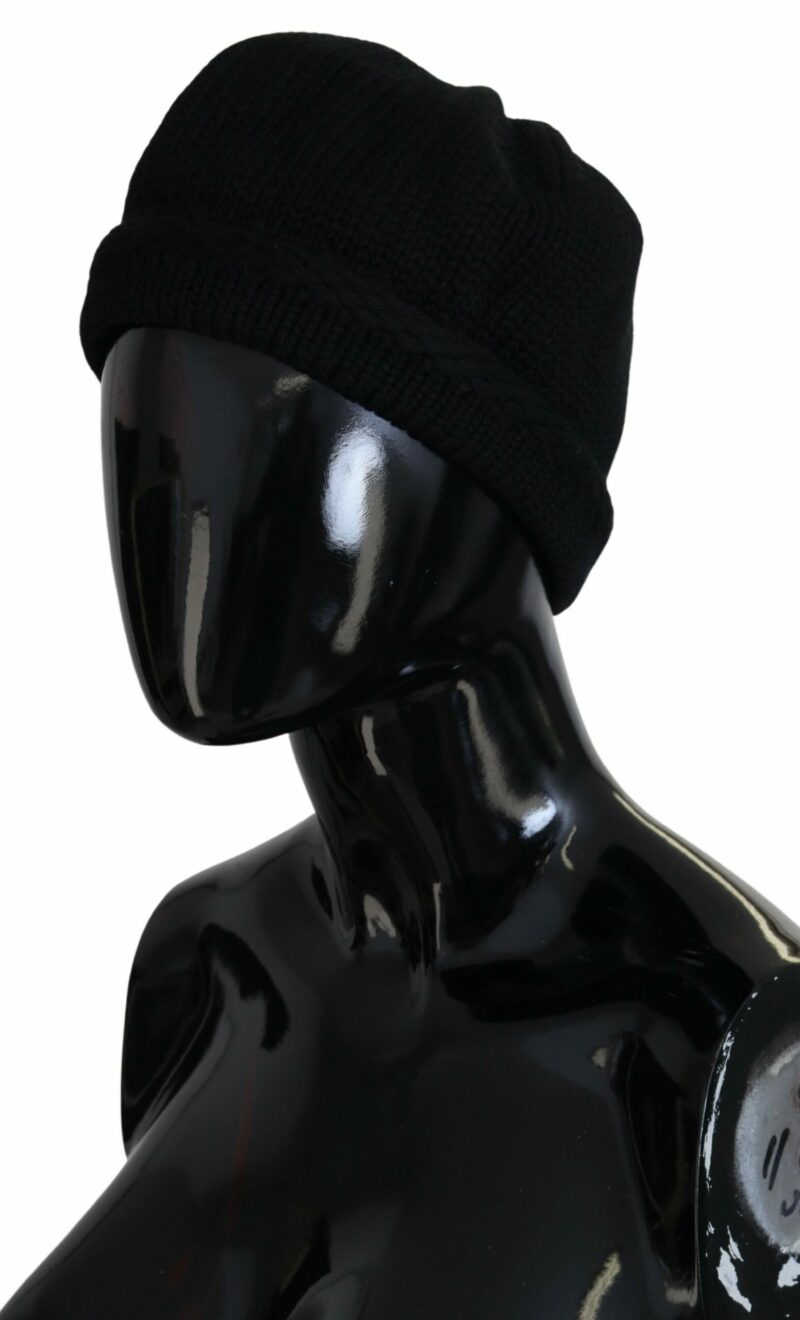 Dolce & Gabbana Elegant Black Virgin Wool Beanie Hat - Image 2