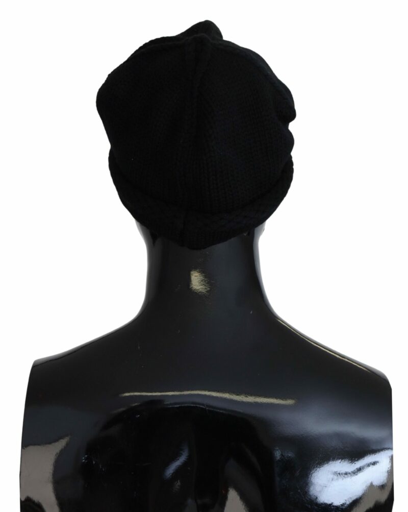 Dolce & Gabbana Elegant Black Virgin Wool Beanie Hat - Image 3
