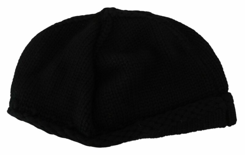 Dolce & Gabbana Elegant Black Virgin Wool Beanie Hat - Image 5