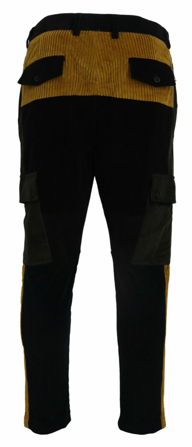 Dolce & Gabbana Elegant Black Tapered Trousers with Yellow Accent - Image 3