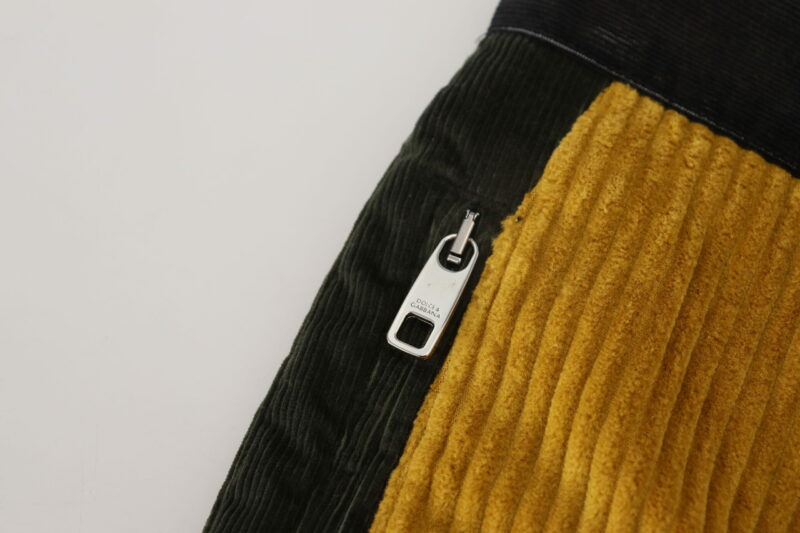 Dolce & Gabbana Elegant Black Tapered Trousers with Yellow Accent - Image 5