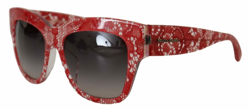 Dolce & Gabbana Elegant Red Lace Detail Sunglasses - Image 2
