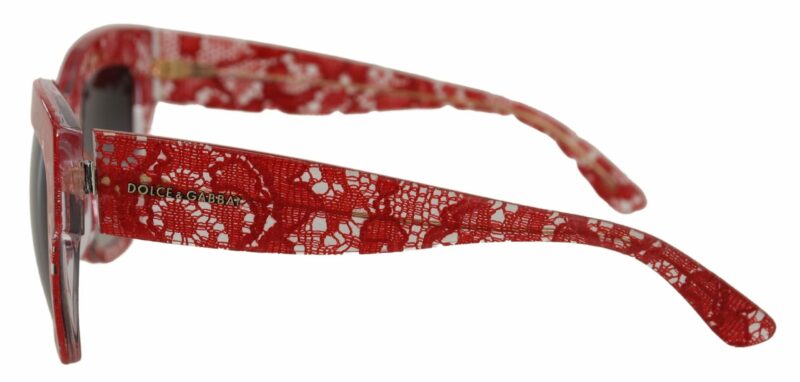 Dolce & Gabbana Elegant Red Lace Detail Sunglasses - Image 3
