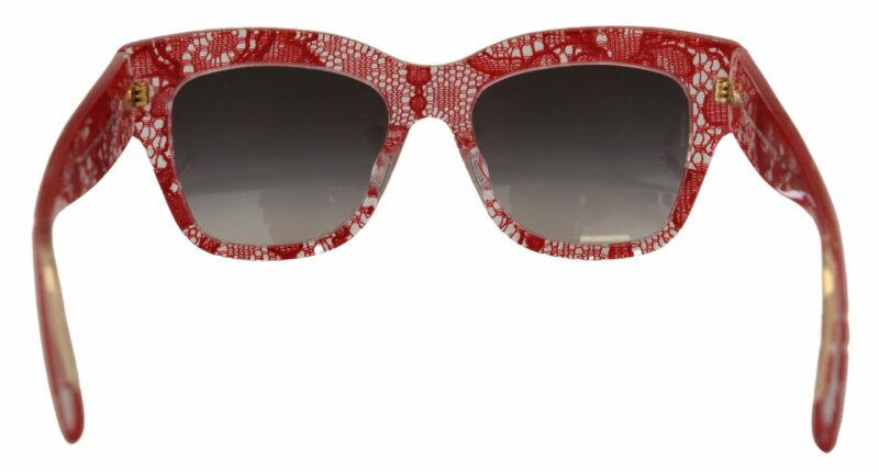 Dolce & Gabbana Elegant Red Lace Detail Sunglasses - Image 4
