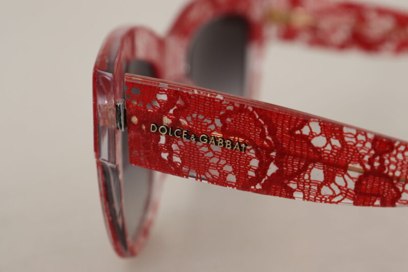 Dolce & Gabbana Elegant Red Lace Detail Sunglasses - Image 5