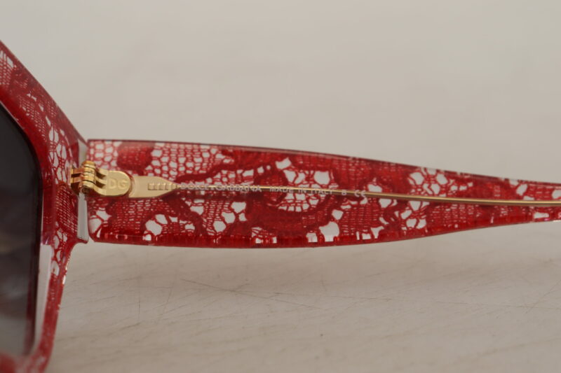 Dolce & Gabbana Elegant Red Lace Detail Sunglasses - Image 6