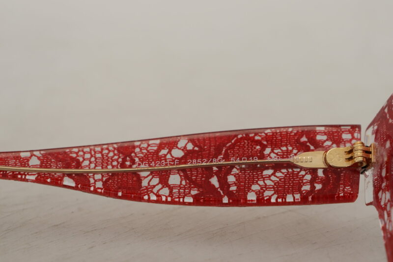Dolce & Gabbana Elegant Red Lace Detail Sunglasses - Image 7