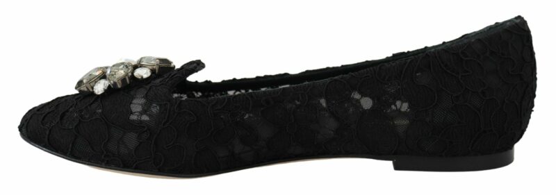 Dolce & Gabbana Elegant Floral Lace Flat Vally Shoes - Image 5