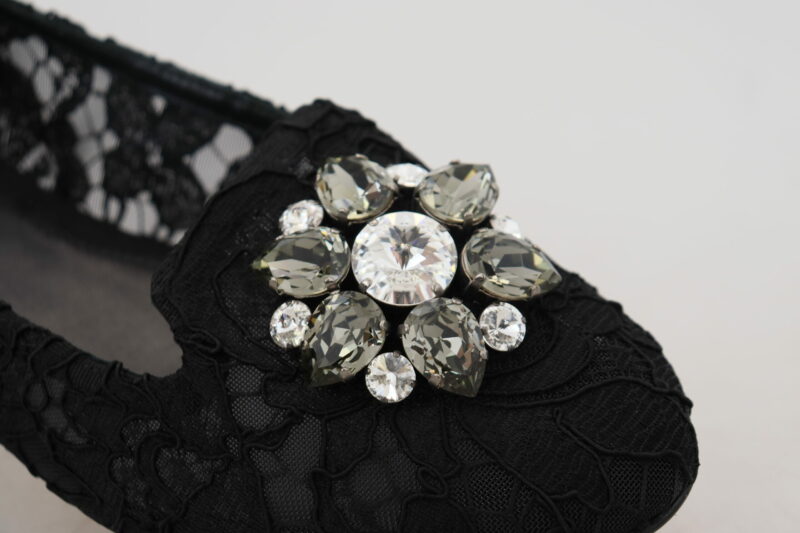 Dolce & Gabbana Elegant Floral Lace Flat Vally Shoes - Image 6