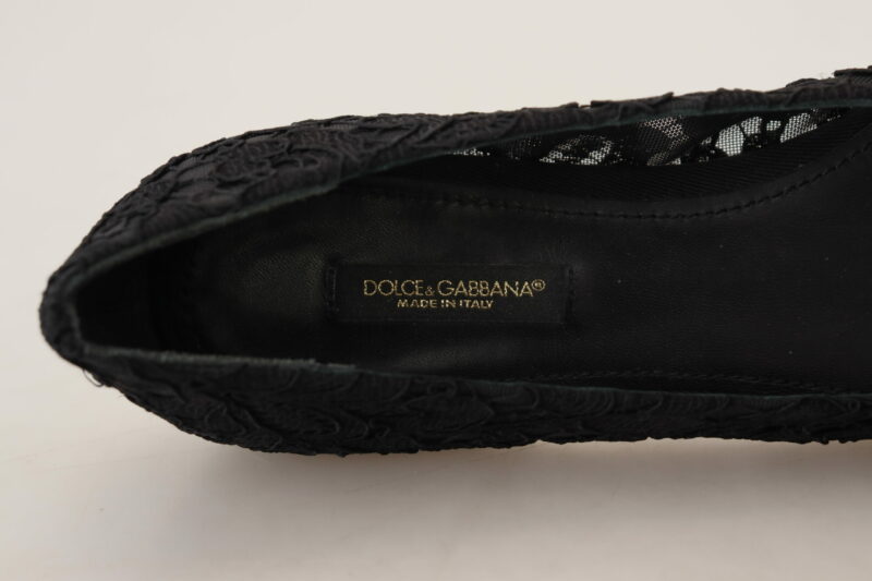 Dolce & Gabbana Elegant Floral Lace Flat Vally Shoes - Image 8