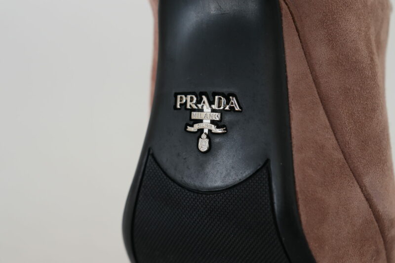 Prada Elegant Dark Rose Suede Heels - Image 8