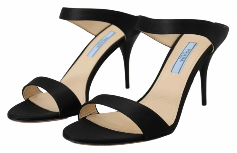 Prada Elegant Black Leather Heels Pumps - Image 3