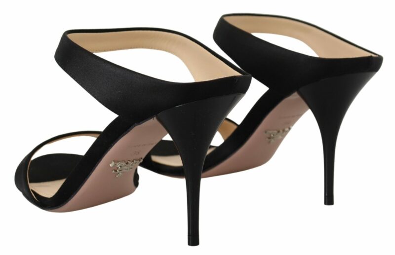 Prada Elegant Black Leather Heels Pumps - Image 4