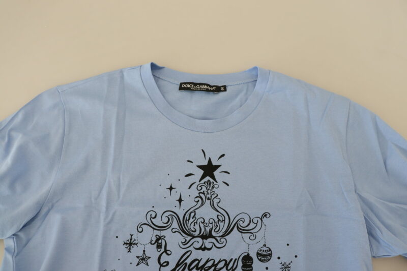 Dolce & Gabbana Elegant Light Blue Cotton Tee - Image 4