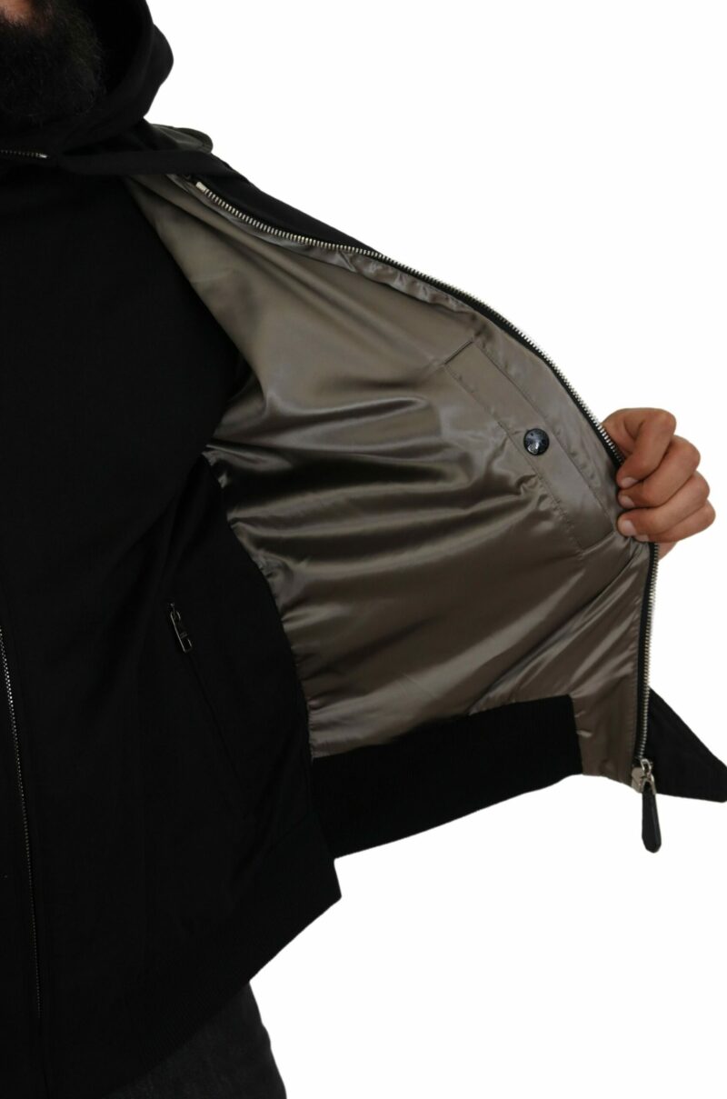 Dolce & Gabbana Sleek Black Hooded Bomber Jacket - Image 6