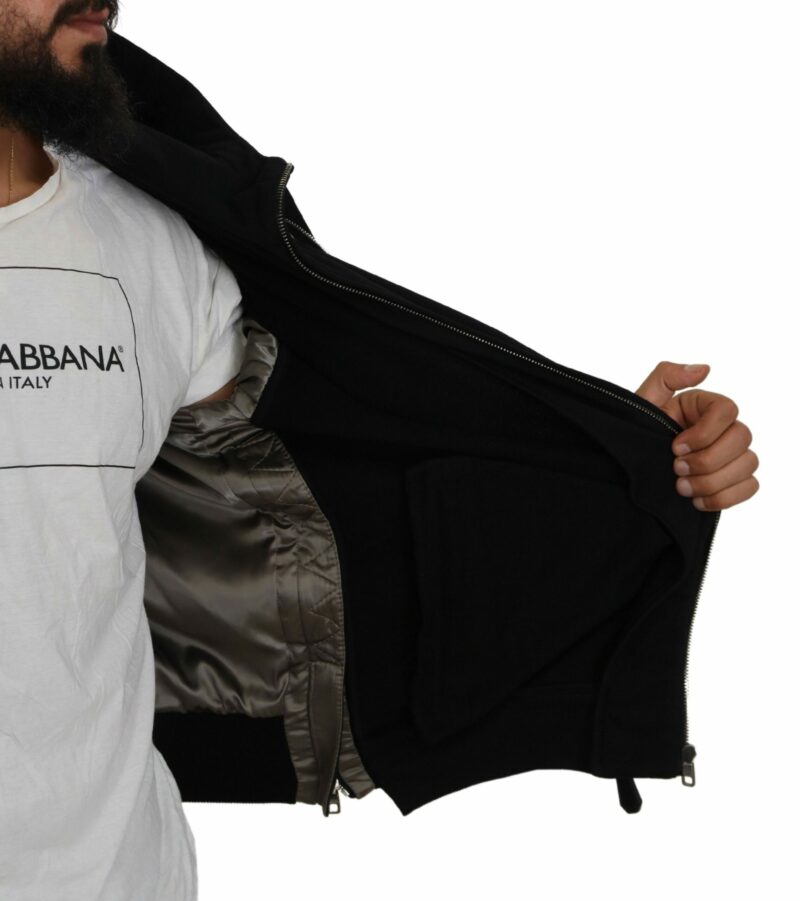 Dolce & Gabbana Sleek Black Hooded Bomber Jacket - Image 8