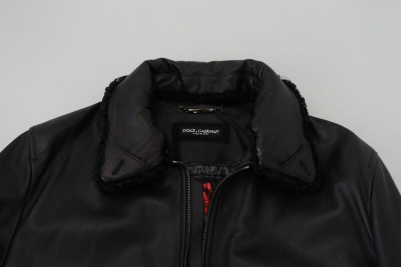 Dolce & Gabbana Chic Black Leather Silk-Lined Jacket - Image 7
